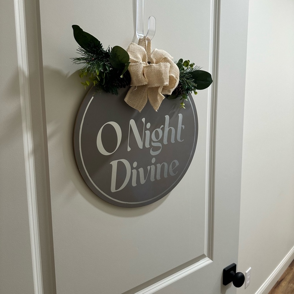 Christmas Wooden Wall Hanging Picture Door Decoration "O Night Divine" Elegant